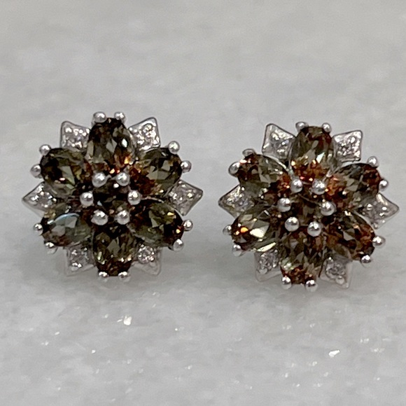 Jewelry - Jenipapo Andalusite Zircon Floral Stud Earrings
